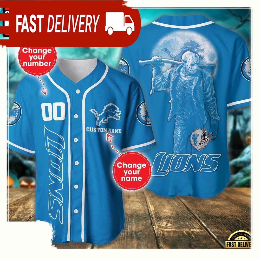 NLF Personalized Name & Numbler Detroit Lions Horror 3D  Baseball Jersey Shirt