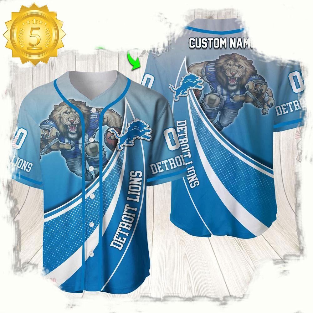 NLF Personalized Name & Numbler Detroit Lions Mascot Football  Baseball Jersey Shirt