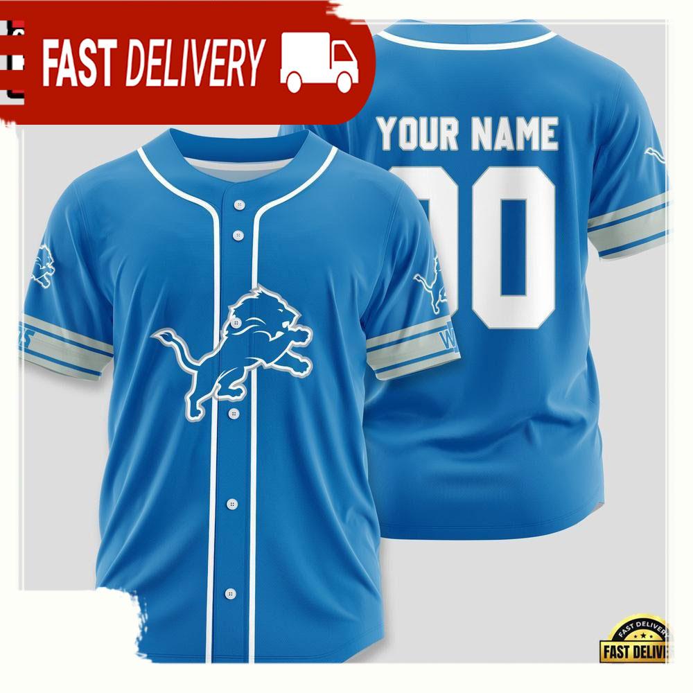 NLF Personalized Name & Numbler Detroit Lions Sport Baseball Jersey Shirt