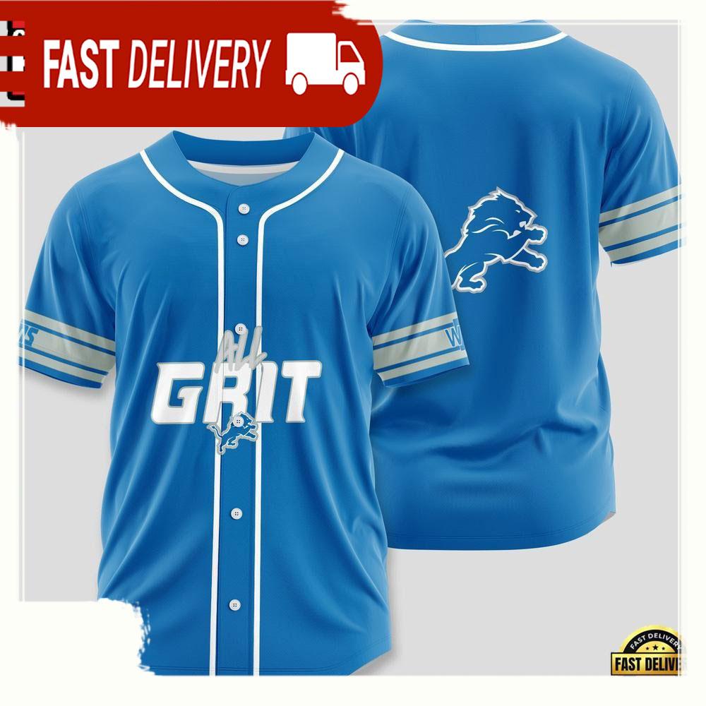 NLF Personalized Name & Numbler Detroit Lions Team Baseball Jersey Shirt
