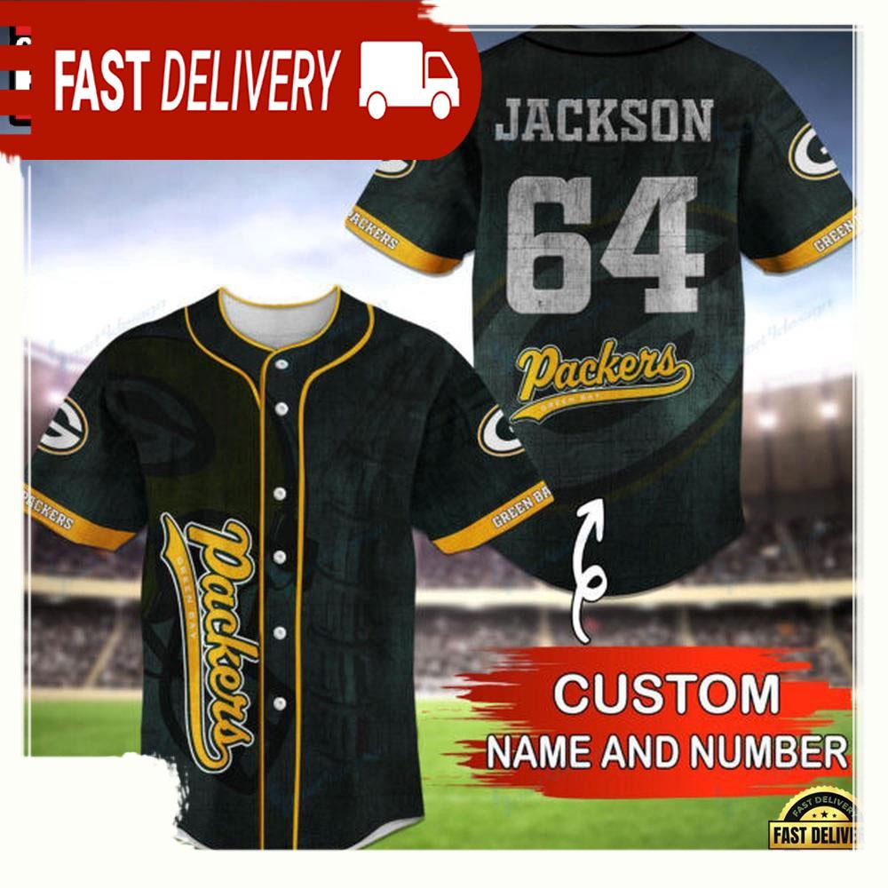 NLF Personalized Name & Numbler green Bay Packers Baseball Jersey Shirt