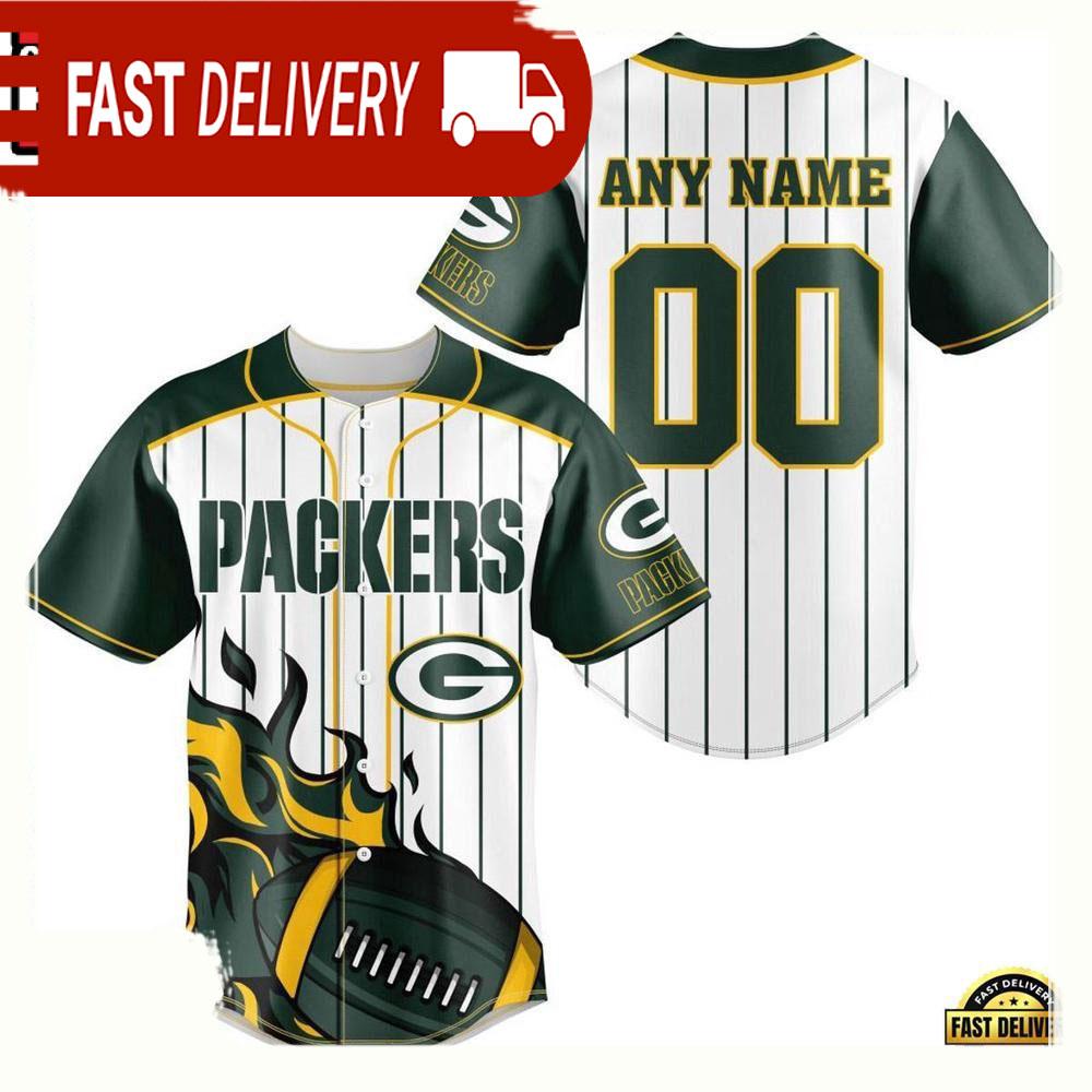 NLF Personalized Name & Numbler Green Bay Packers Baseball Jersey Shirt