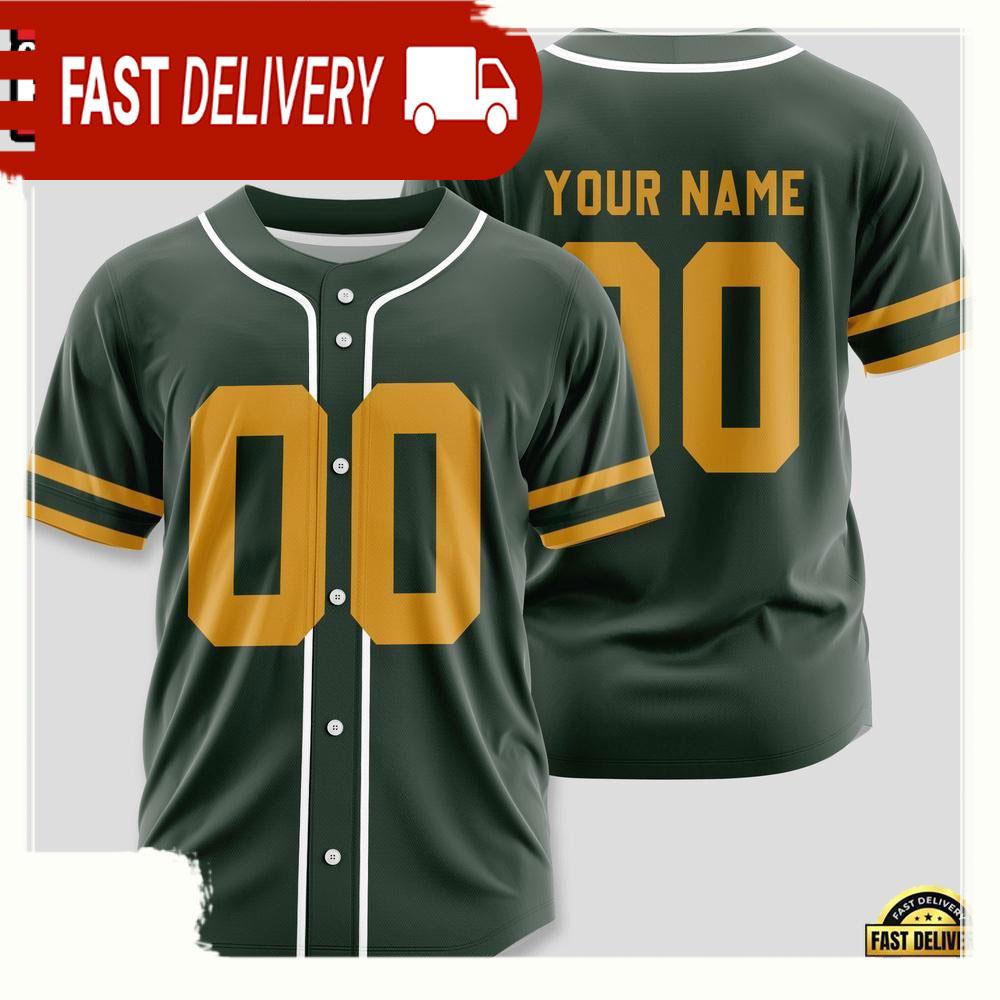 NLF Personalized Name & Numbler Green Bay Packers Design Baseball Jersey Shirt