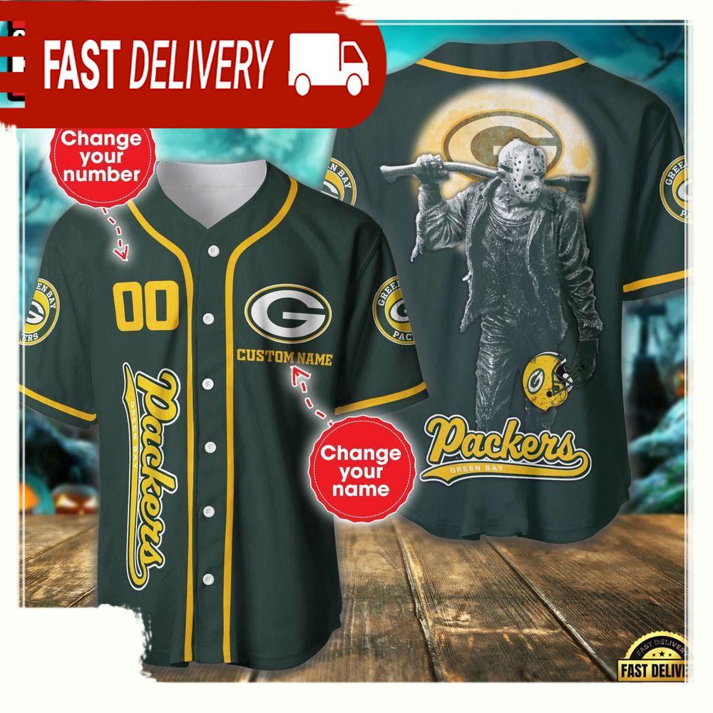 NLF Personalized Name & Numbler Green Bay Packers Horror 3D  Baseball Jersey Shirt
