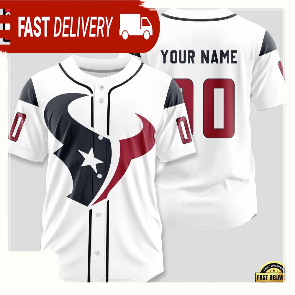 NLF Personalized Name & Numbler Houston Texans 2 Sport Baseball Jersey Shirt