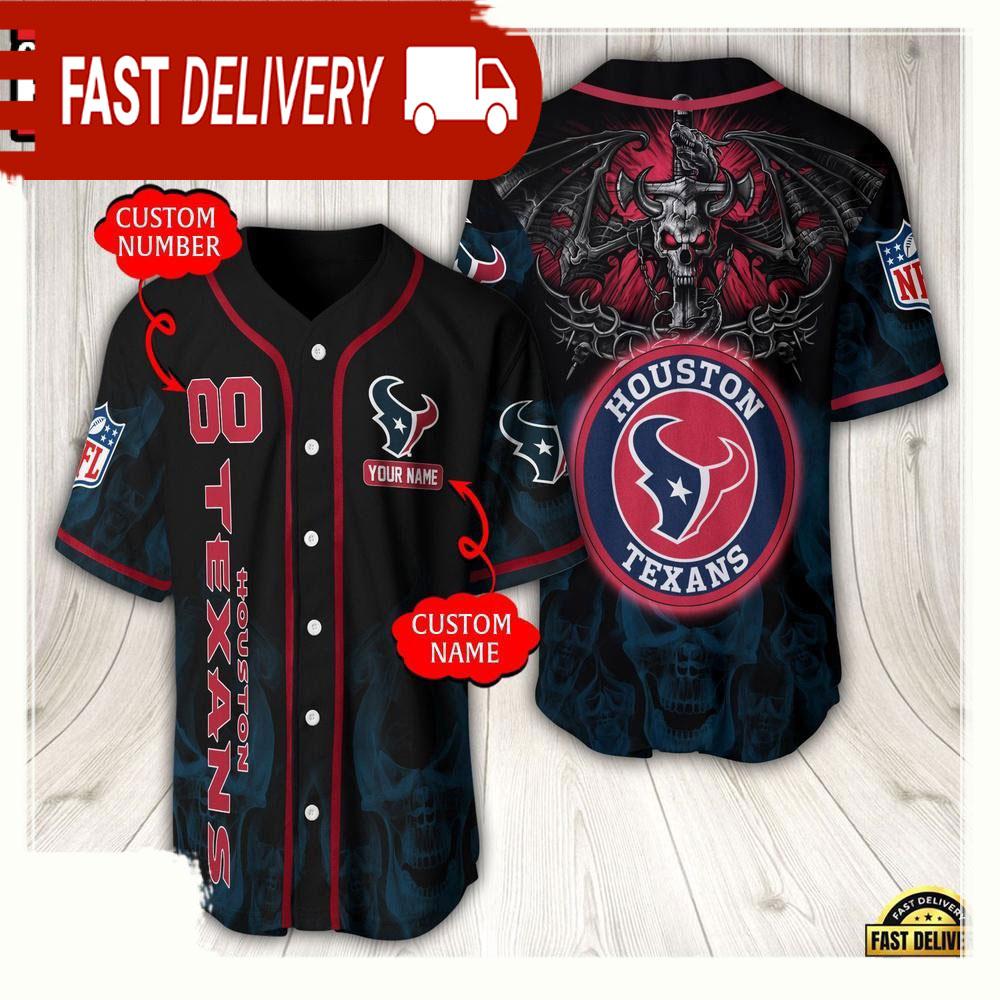 NLF Personalized Name & Numbler Houston Texans Baseball Jersey