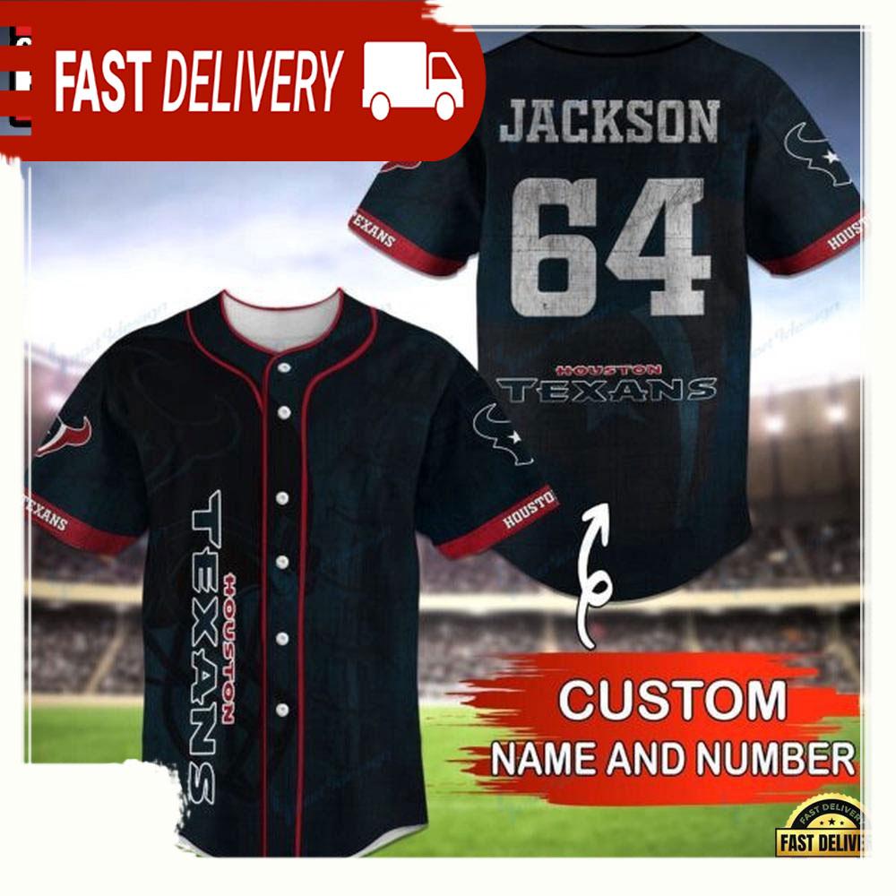 NLF Personalized Name & Numbler houston Texans Baseball Jersey Shirt