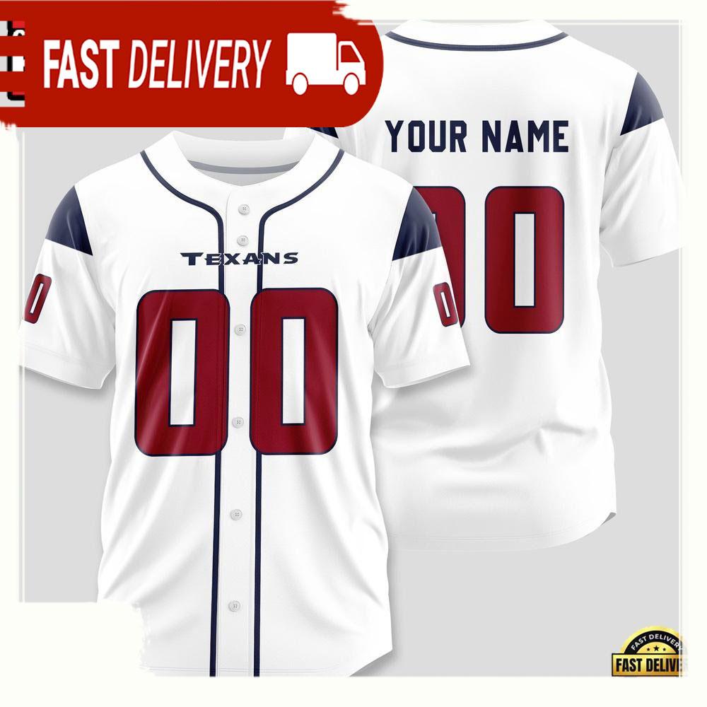 NLF Personalized Name & Numbler Houston Texans Design Baseball Jersey Shirt For Fans