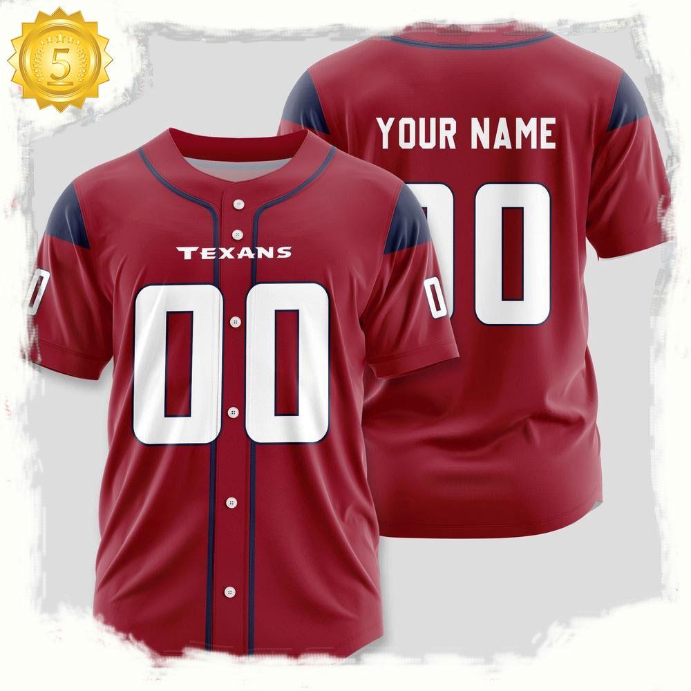 NLF Personalized Name & Numbler Houston Texans Design Baseball Jersey Shirt Shirt