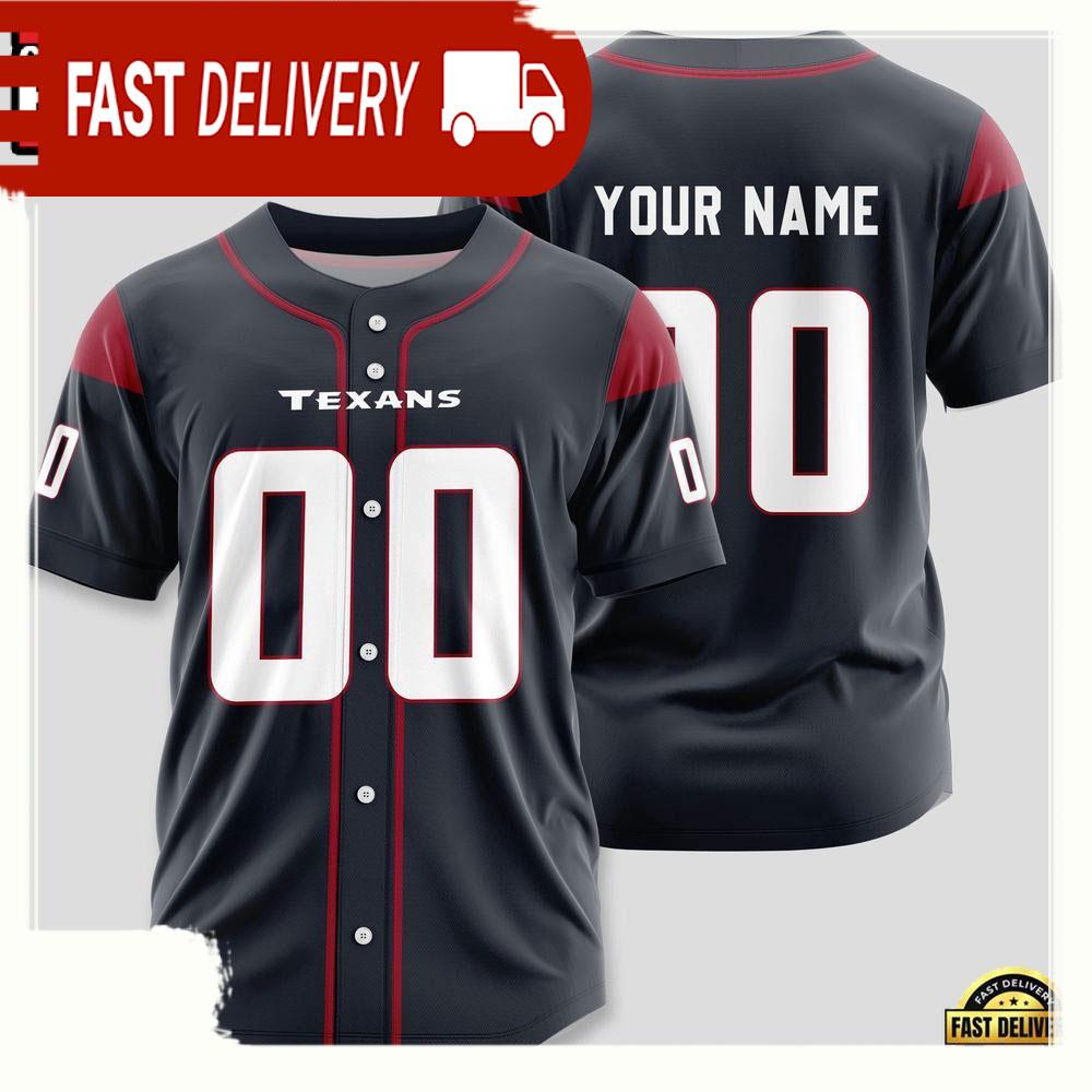 NLF Personalized Name & Numbler Houston Texans Design Baseball Jersey Shirts