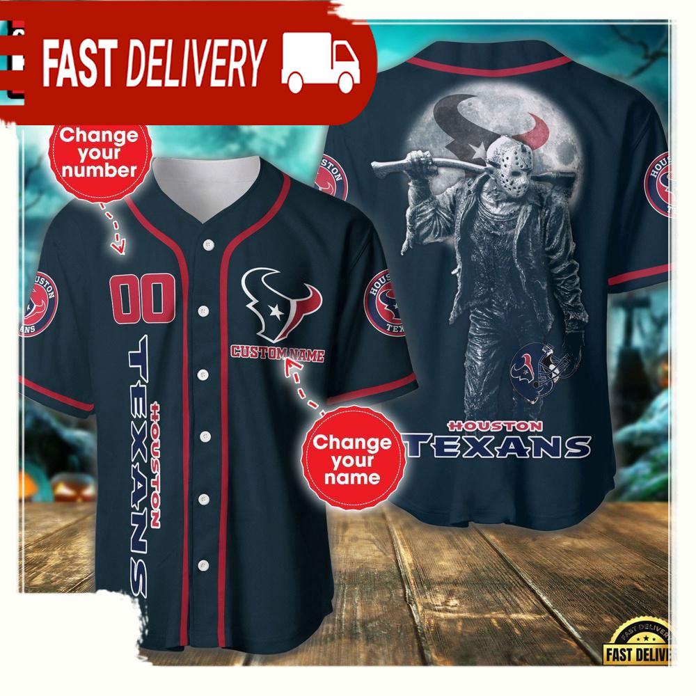 NLF Personalized Name & Numbler Houston Texans Horror 3D  Baseball Jersey Shirt