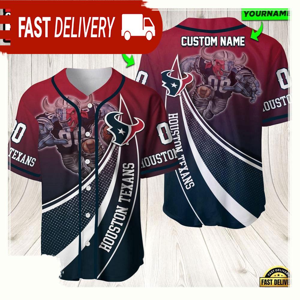 NLF Personalized Name & Numbler Houston Texans Mascot Football  Baseball Jersey Shirt