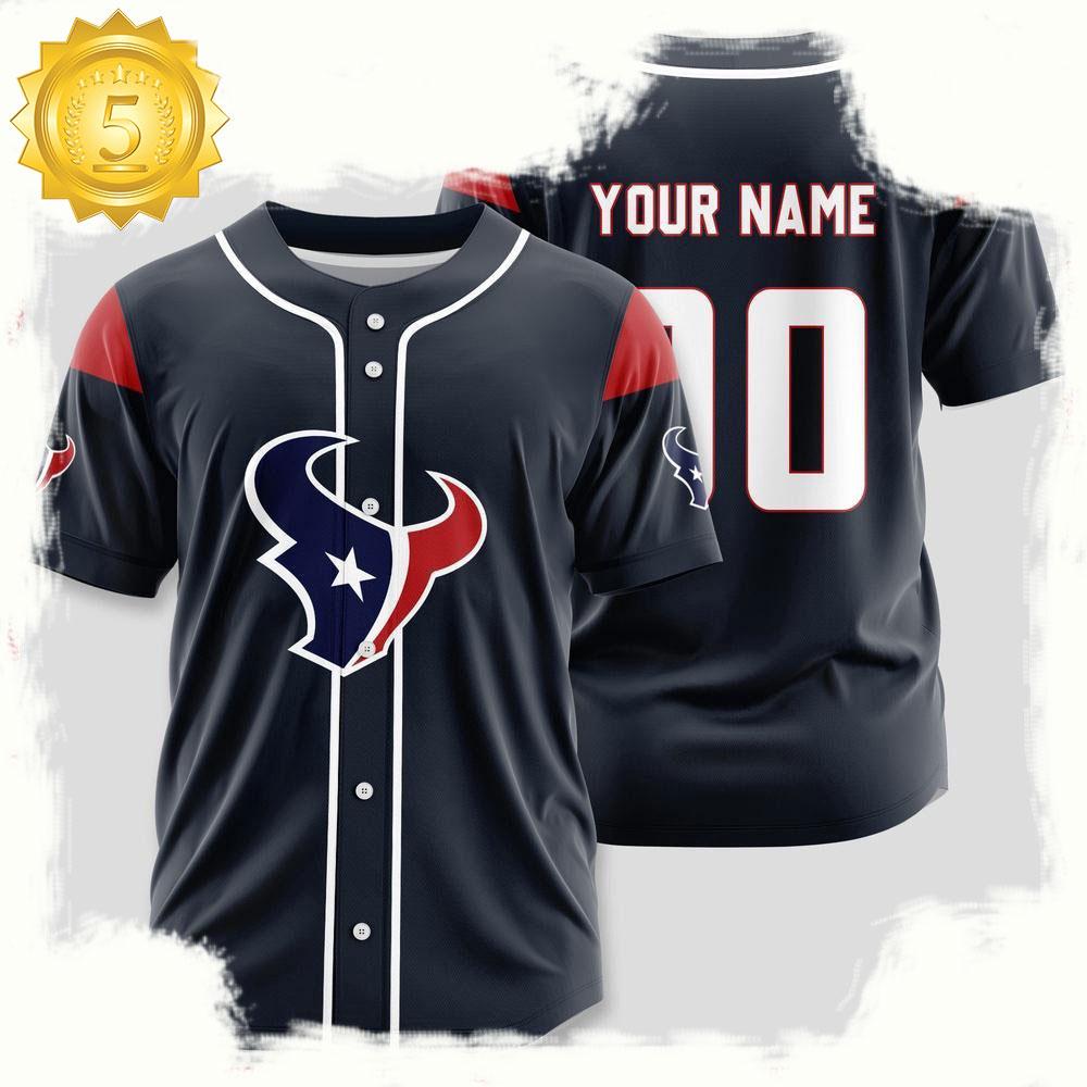 NLF Personalized Name & Numbler Houston Texans Sport Baseball Jersey Shirt
