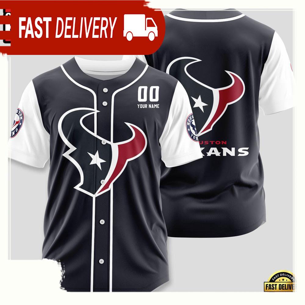 NLF Personalized Name & Numbler Houston Texans Team Baseball Jersey Shirt