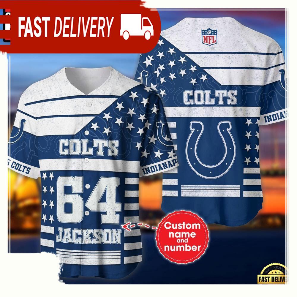 NLF Personalized Name & Numbler Indianapolis Colts American Flag  Baseball Jersey Shirt