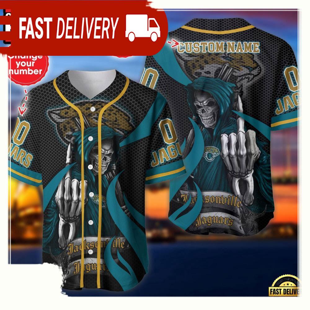 NLF Personalized Name & Numbler Jacksonville Jaguars Skull Death Baseball Jersey Shirt