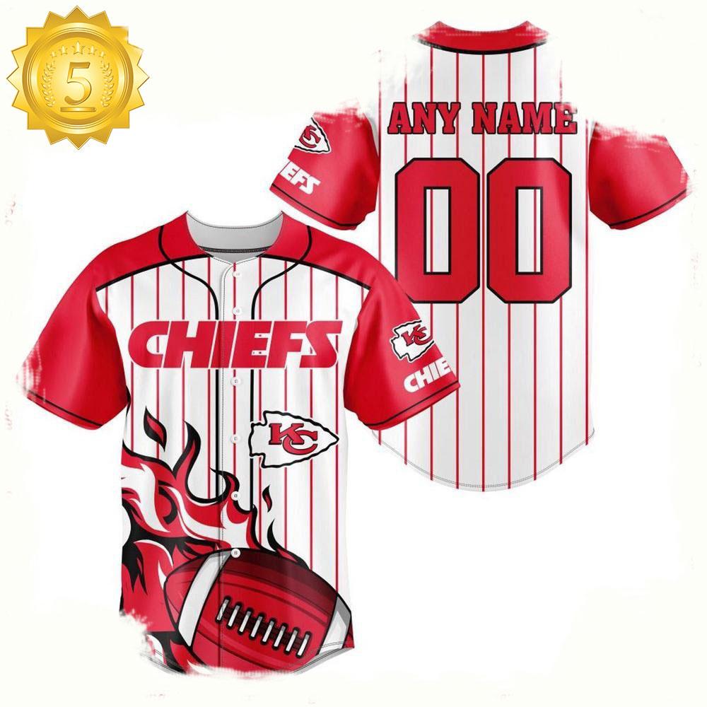 NLF Personalized Name & Numbler Kansas City Chiefs Baseball Jersey Shirt