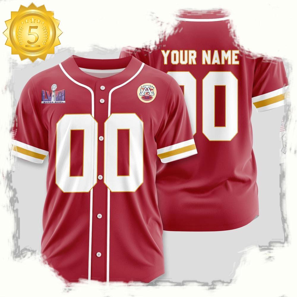 NLF Personalized Name & Numbler Kansas City Chiefs Team Baseball Jersey Shirt