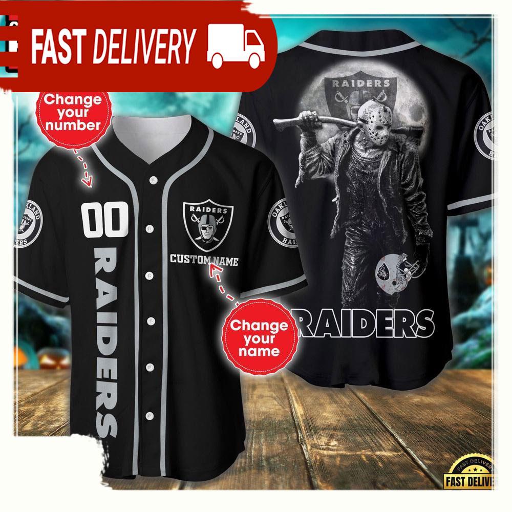 NLF Personalized Name & Numbler Las Vegas Raiders Horror 3D Baseball Jersey Shirt