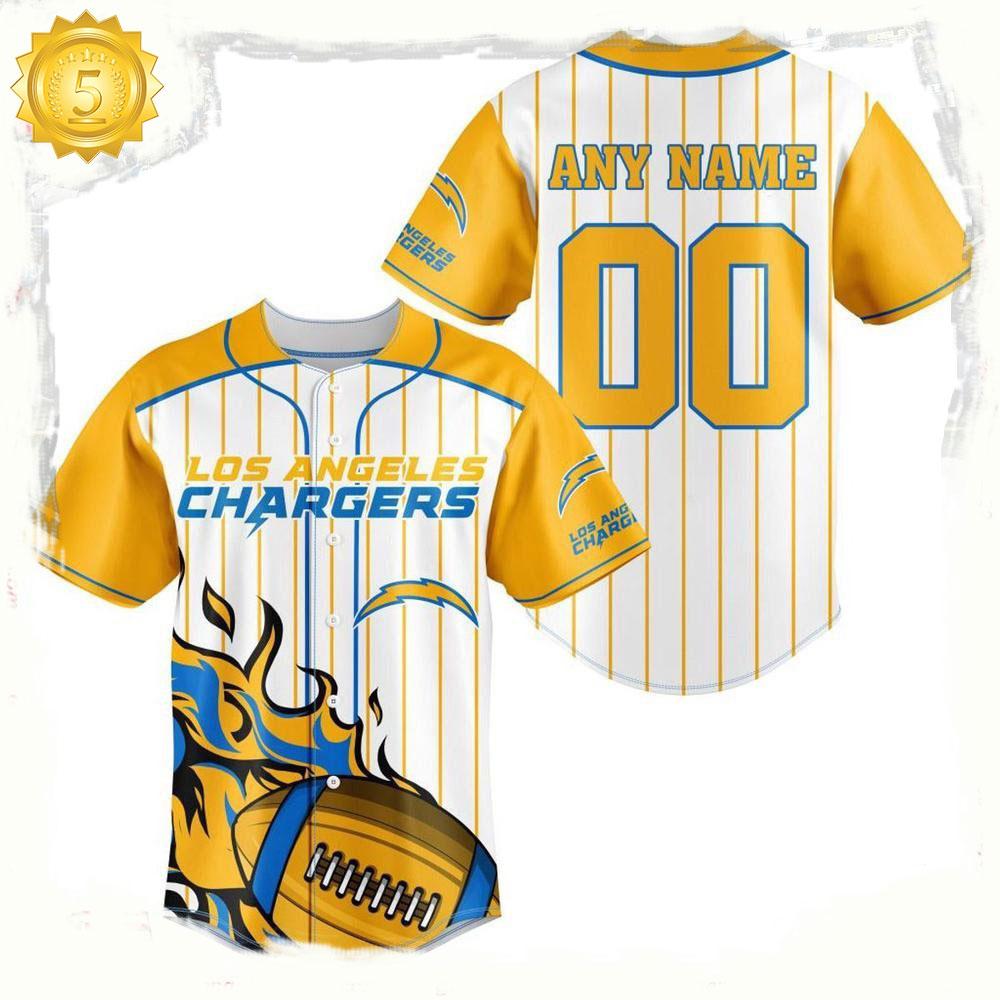 NLF Personalized Name & Numbler Los Angeles Chargers Baseball Jersey Shirt