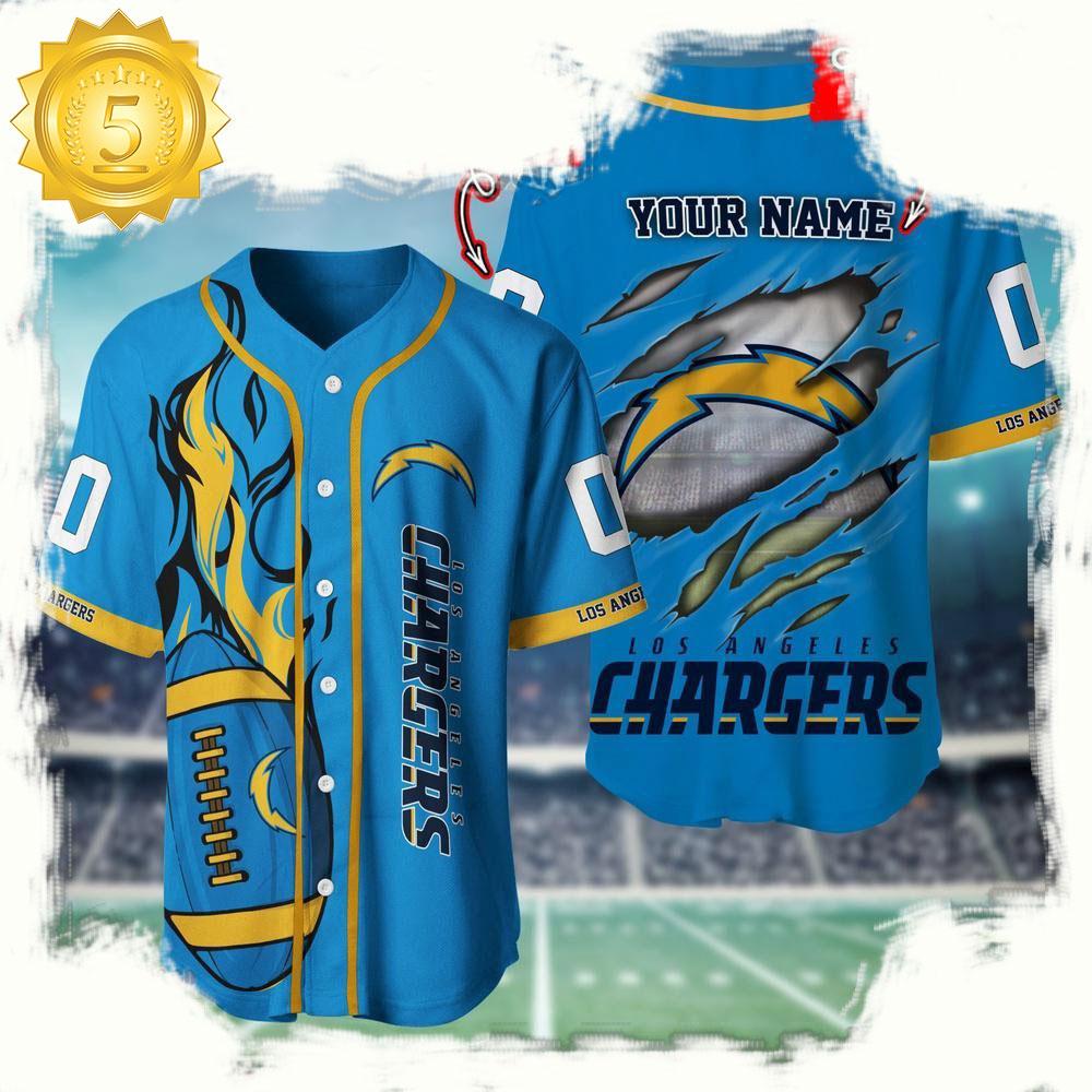 NLF Personalized Name & Numbler Los Angeles Chargers Football Team Baseball Jersey Shirt