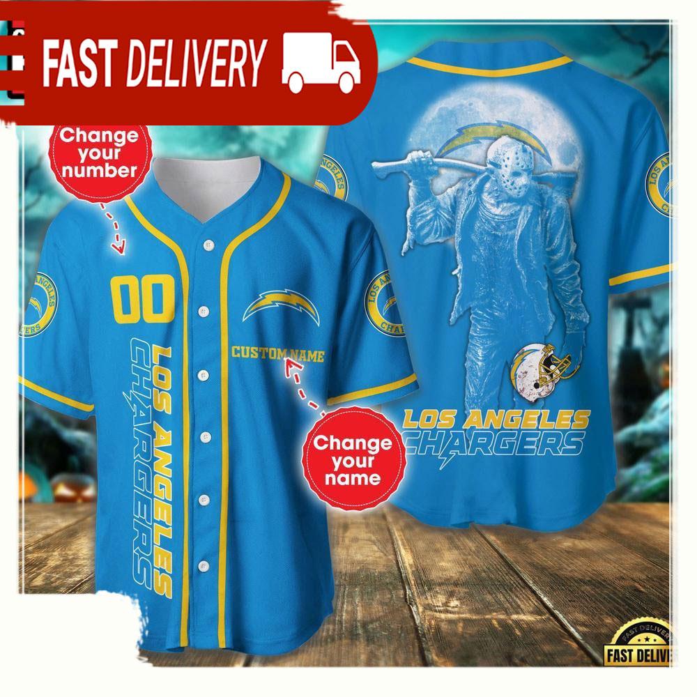 NLF Personalized Name & Numbler Los Angeles Chargers Horror 3D  Baseball Jersey Shirt