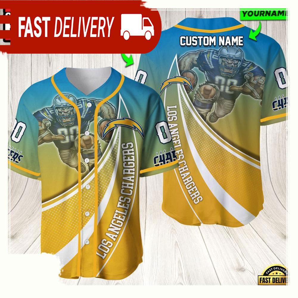 NLF Personalized Name & Numbler Los Angeles Chargers Mascot Football  Baseball Jersey Shirt