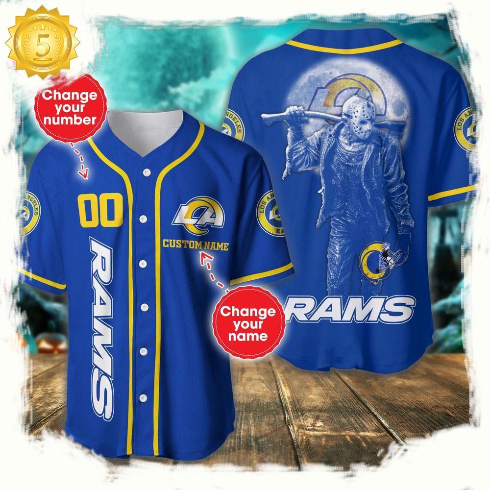 NLF Personalized Name & Numbler Los Angeles Rams Horror 3D Baseball Jersey Shirt