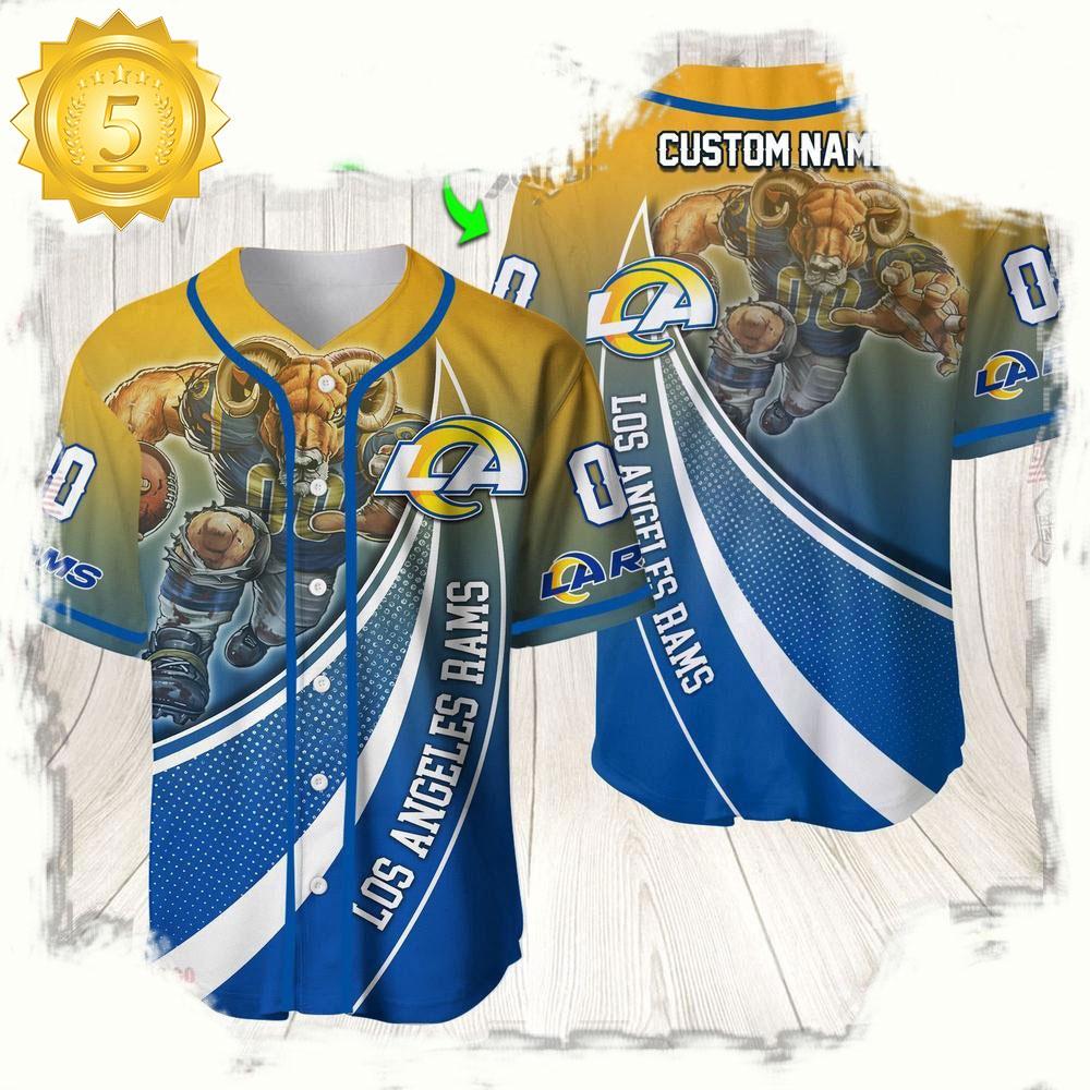 NLF Personalized Name & Numbler Los Angeles Rams Mascot Football  Baseball Jersey Shirt