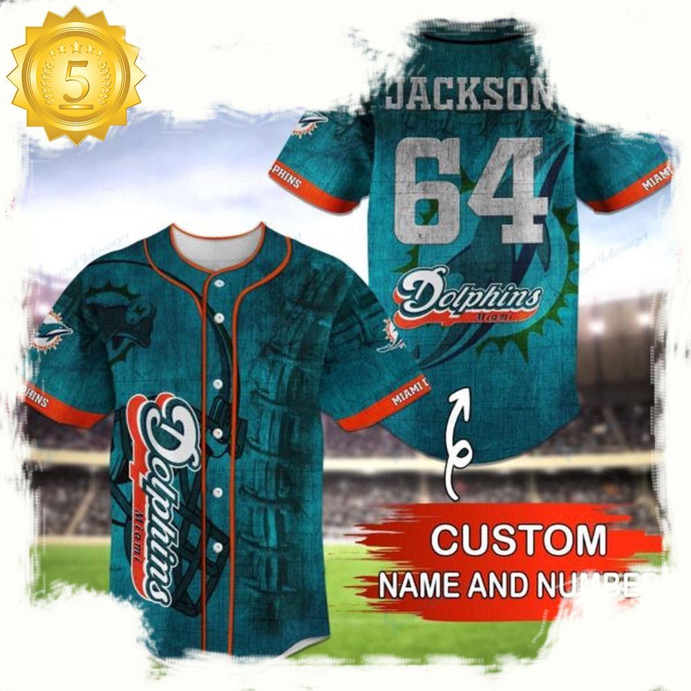 NLF Personalized Name & Numbler miami Dolphins Baseball Jersey Shirt