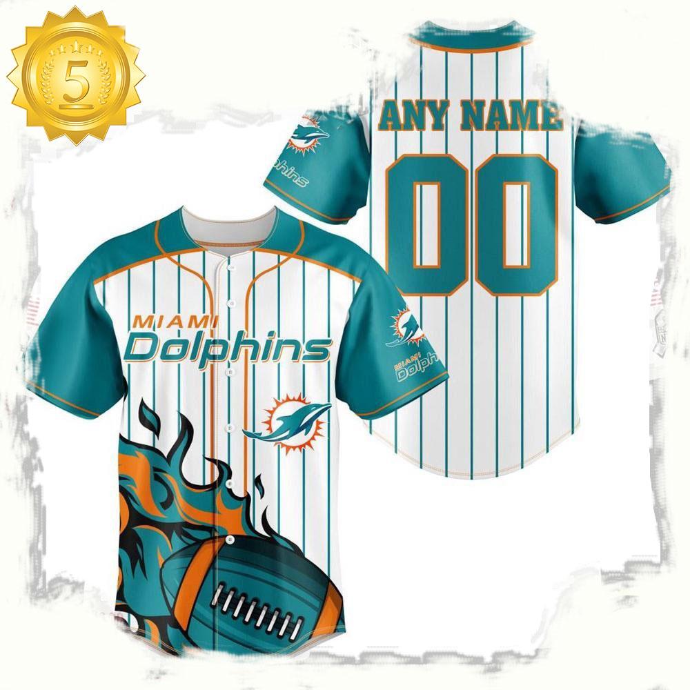 NLF Personalized Name & Numbler Miami Dolphins Baseball Jersey Shirt
