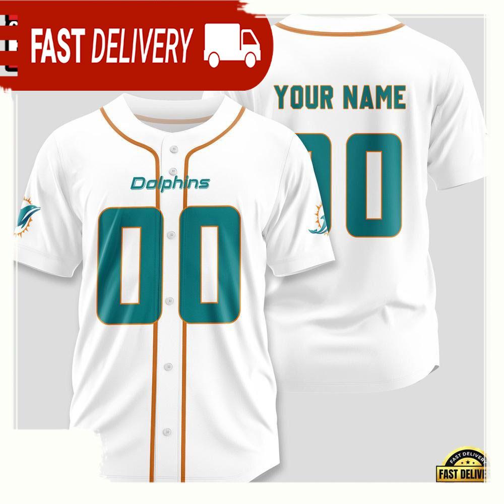 NLF Personalized Name & Numbler Miami Dolphins Design Baseball Jersey Shirt
