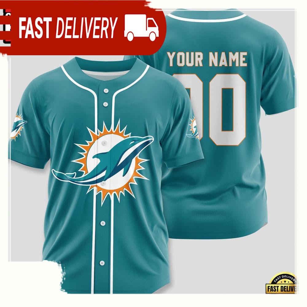 NLF Personalized Name & Numbler Miami Dolphins Sport Baseball Jersey Shirt