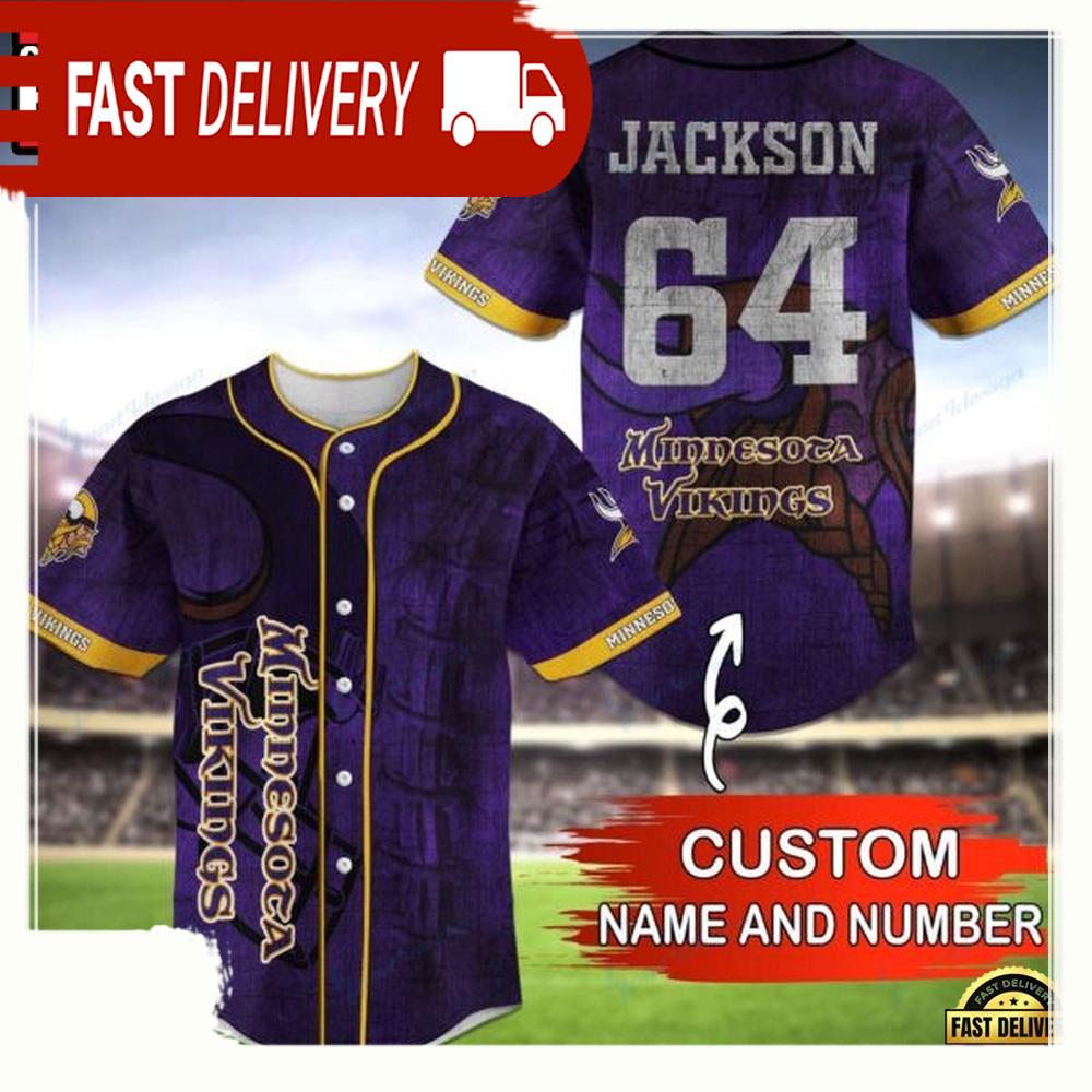 NLF Personalized Name & Numbler minnesota Vikings Baseball Jersey Shirt