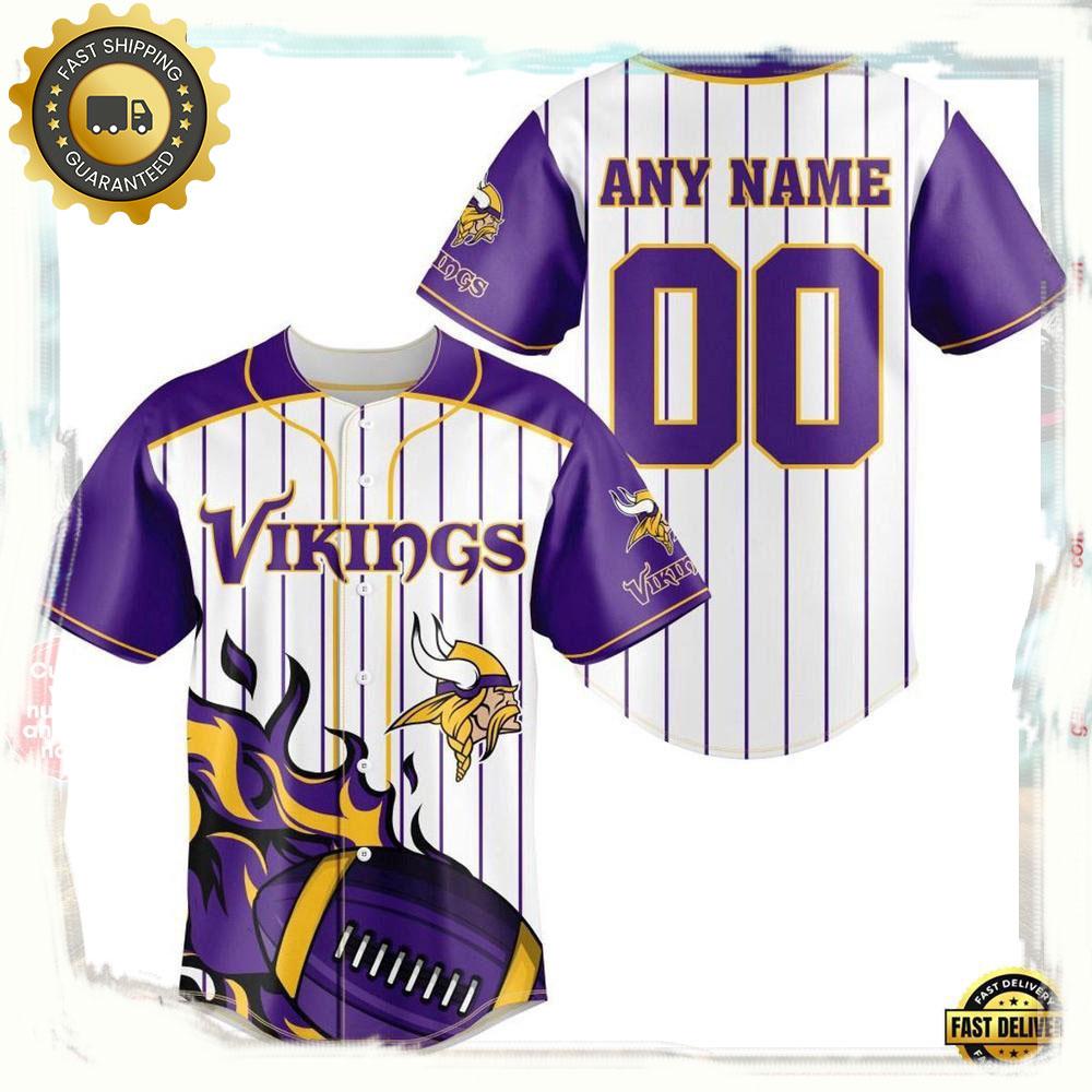 NLF Personalized Name & Numbler Minnesota Vikings Baseball Jersey Shirt