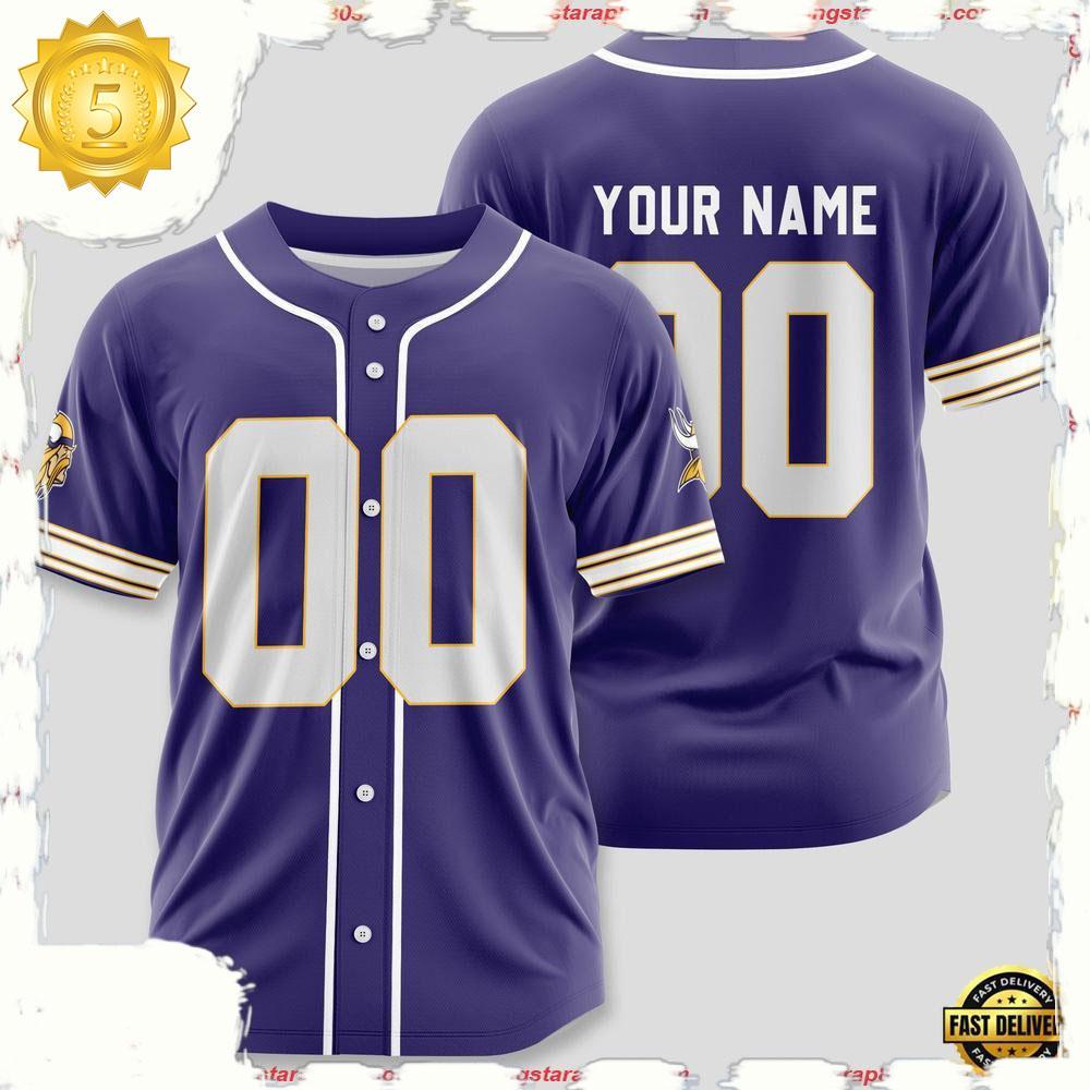 NLF Personalized Name & Numbler Minnesota Vikings Designs Baseball Jersey Shirt
