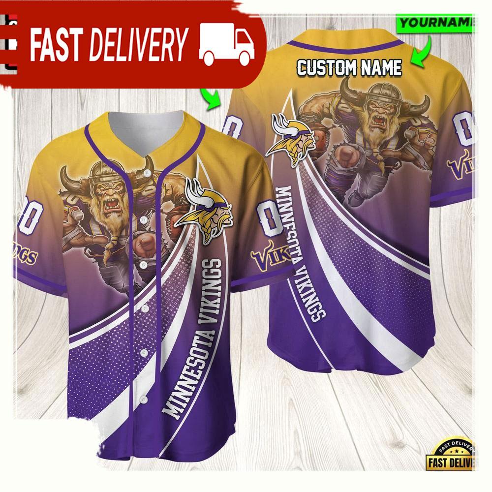 NLF Personalized Name & Numbler Minnesota Vikings Mascot Football  Baseball Jersey Shirt