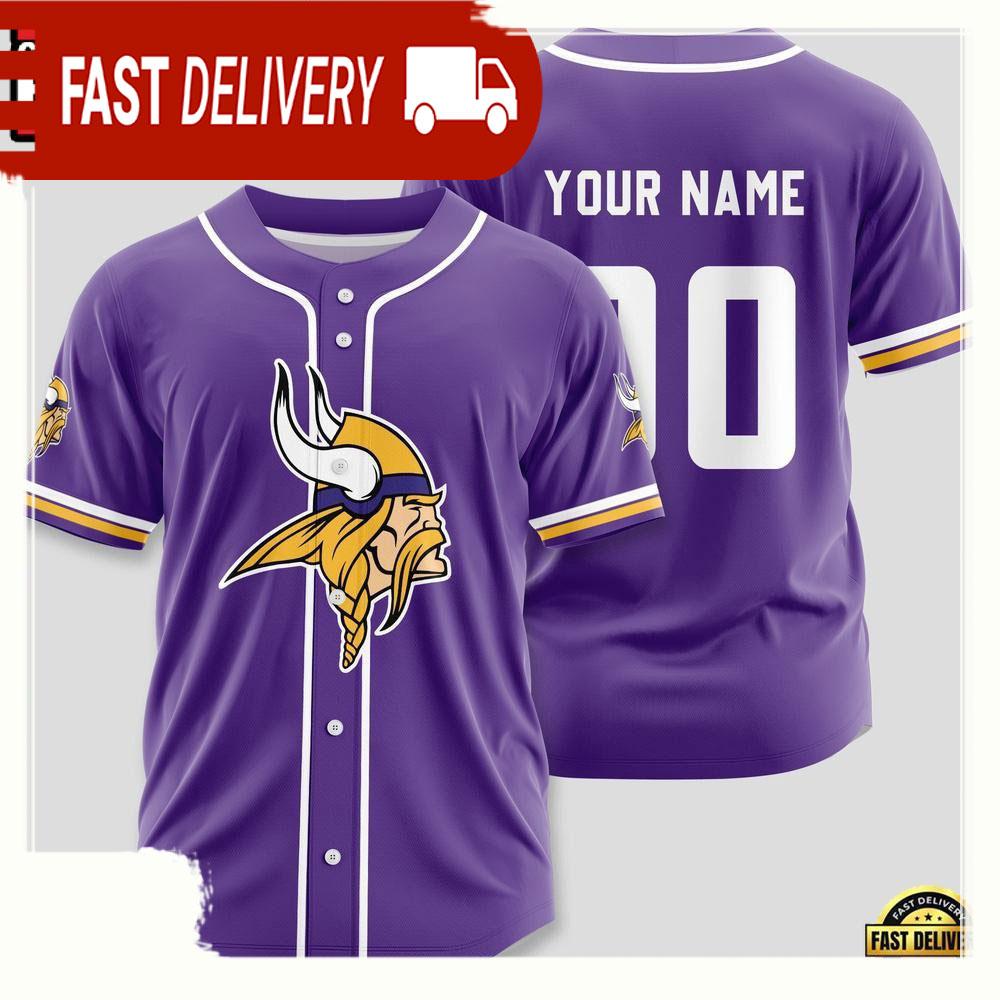 NLF Personalized Name & Numbler Minnesota Vikings Sport Baseball Jersey Shirt
