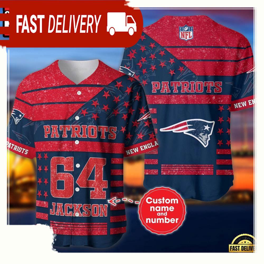 NLF Personalized Name & Numbler New England Patriots American Flag  Baseball Jersey Shirt