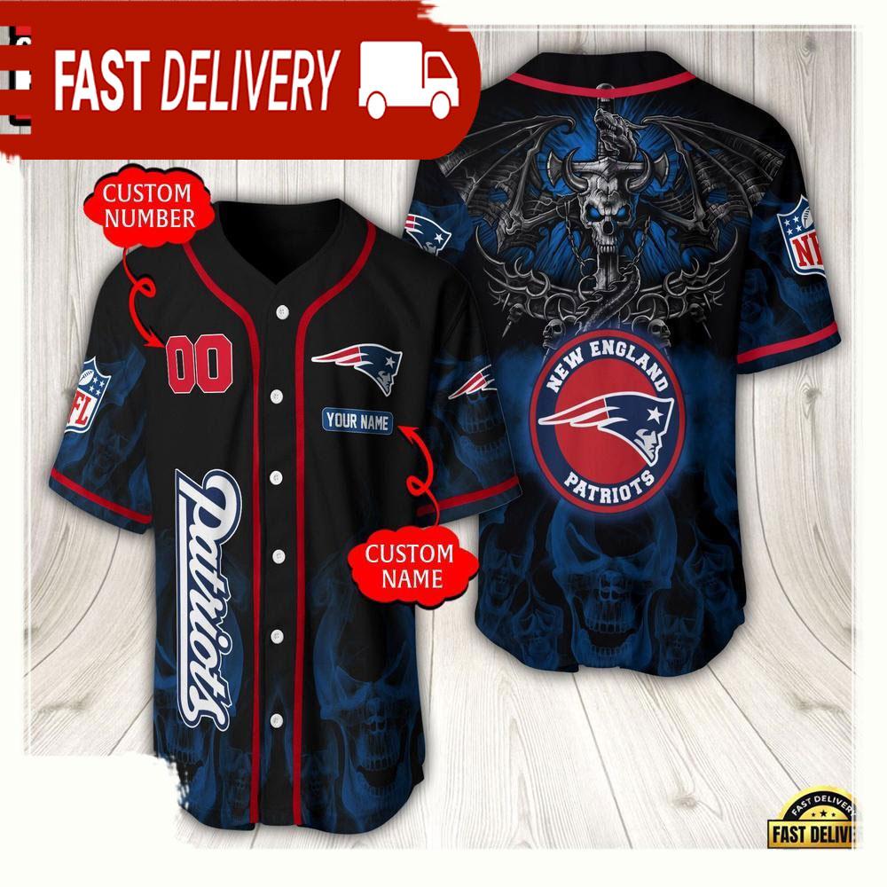 NLF Personalized Name & Numbler New England Patriots Baseball Jersey