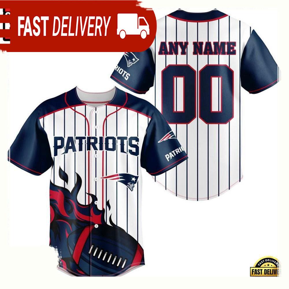 NLF Personalized Name & Numbler New England Patriots Baseball Jersey Shirt