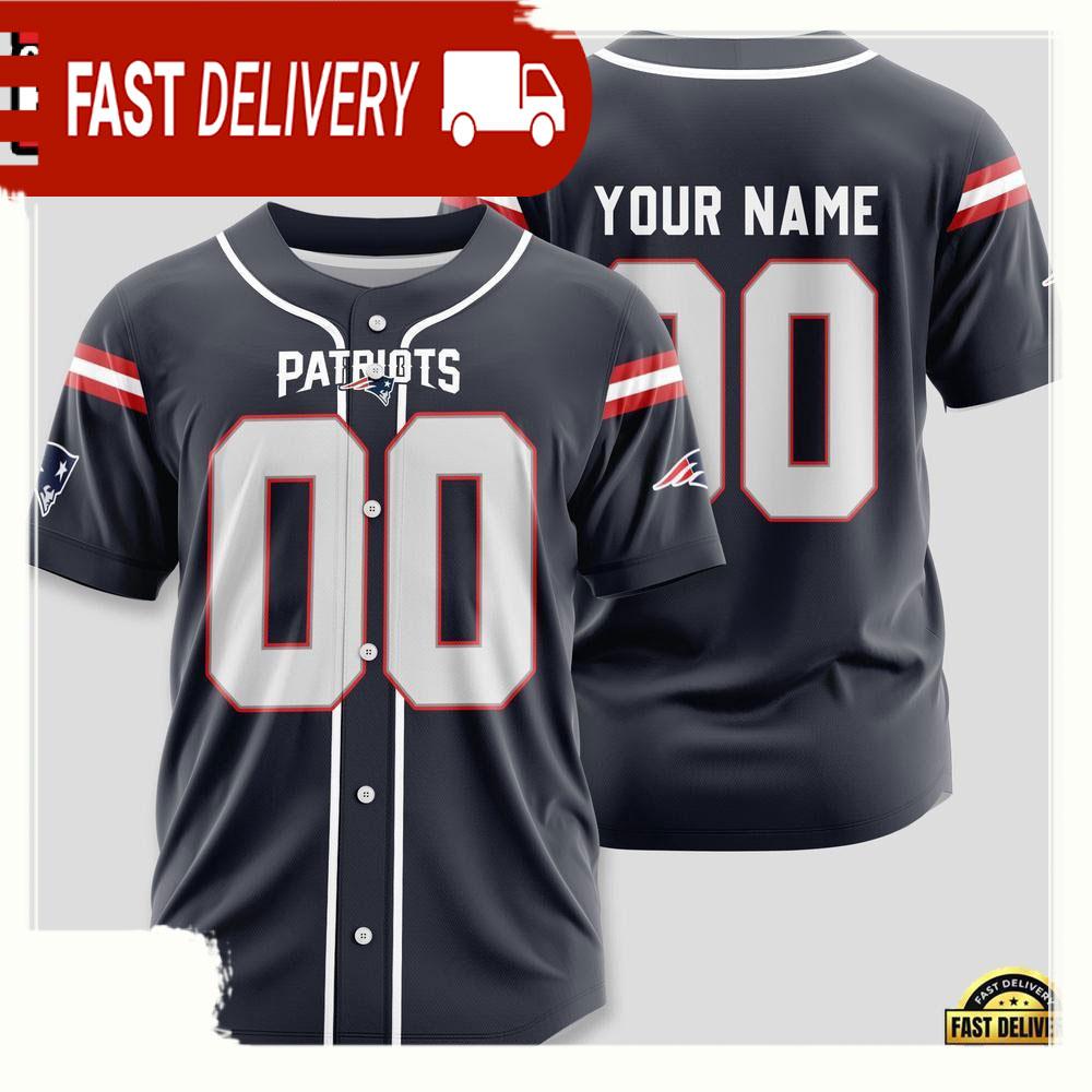 NLF Personalized Name & Numbler New England Patriots Design Baseball Jersey Shirt