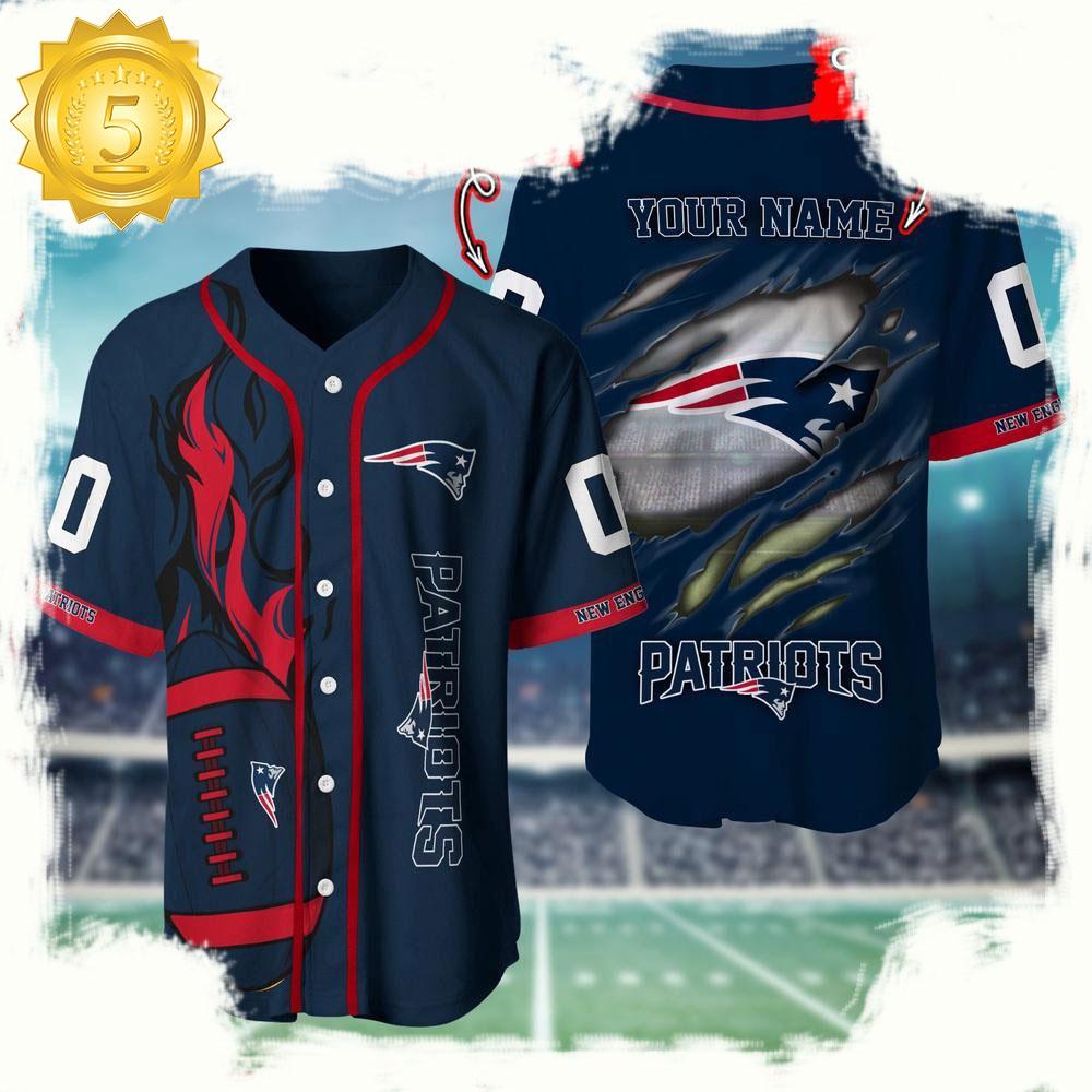 NLF Personalized Name & Numbler New England Patriots Football Team Baseball Jersey Shirt