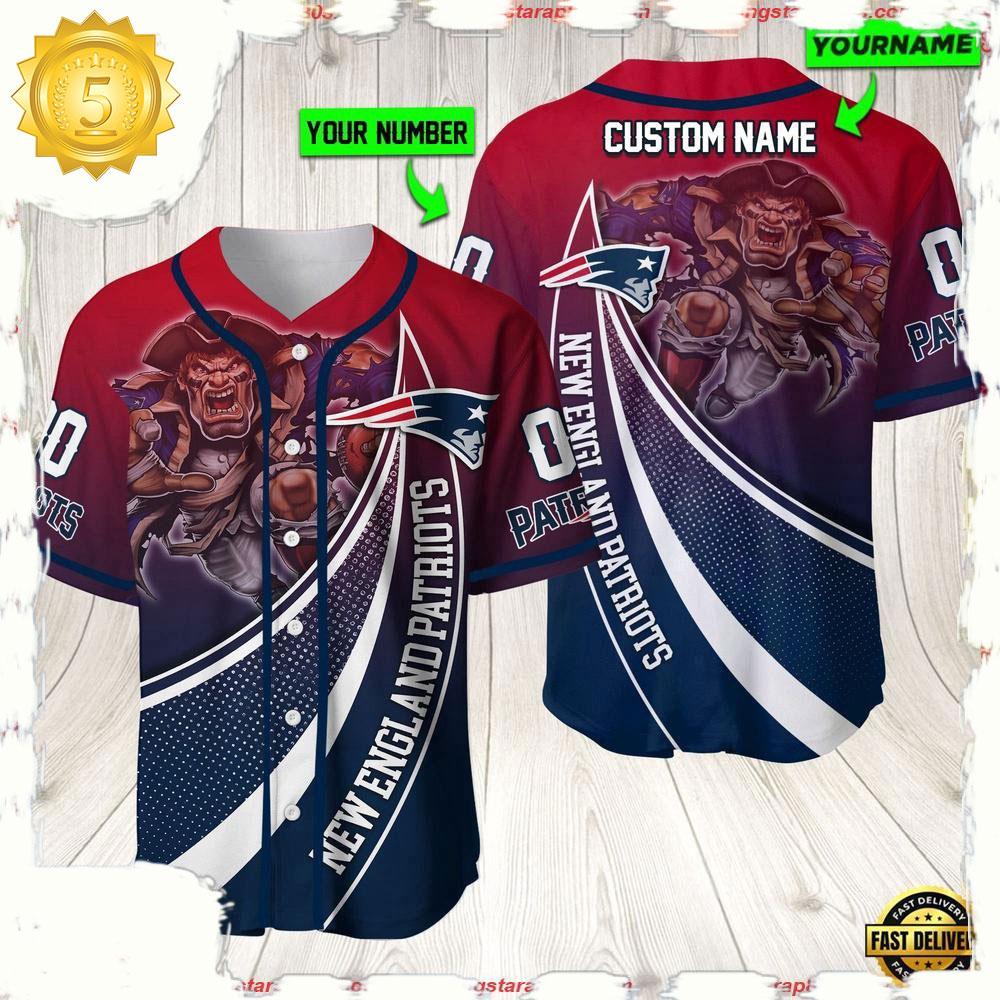 NLF Personalized Name & Numbler New England Patriots Mascot Football  Baseball Jersey Shirt