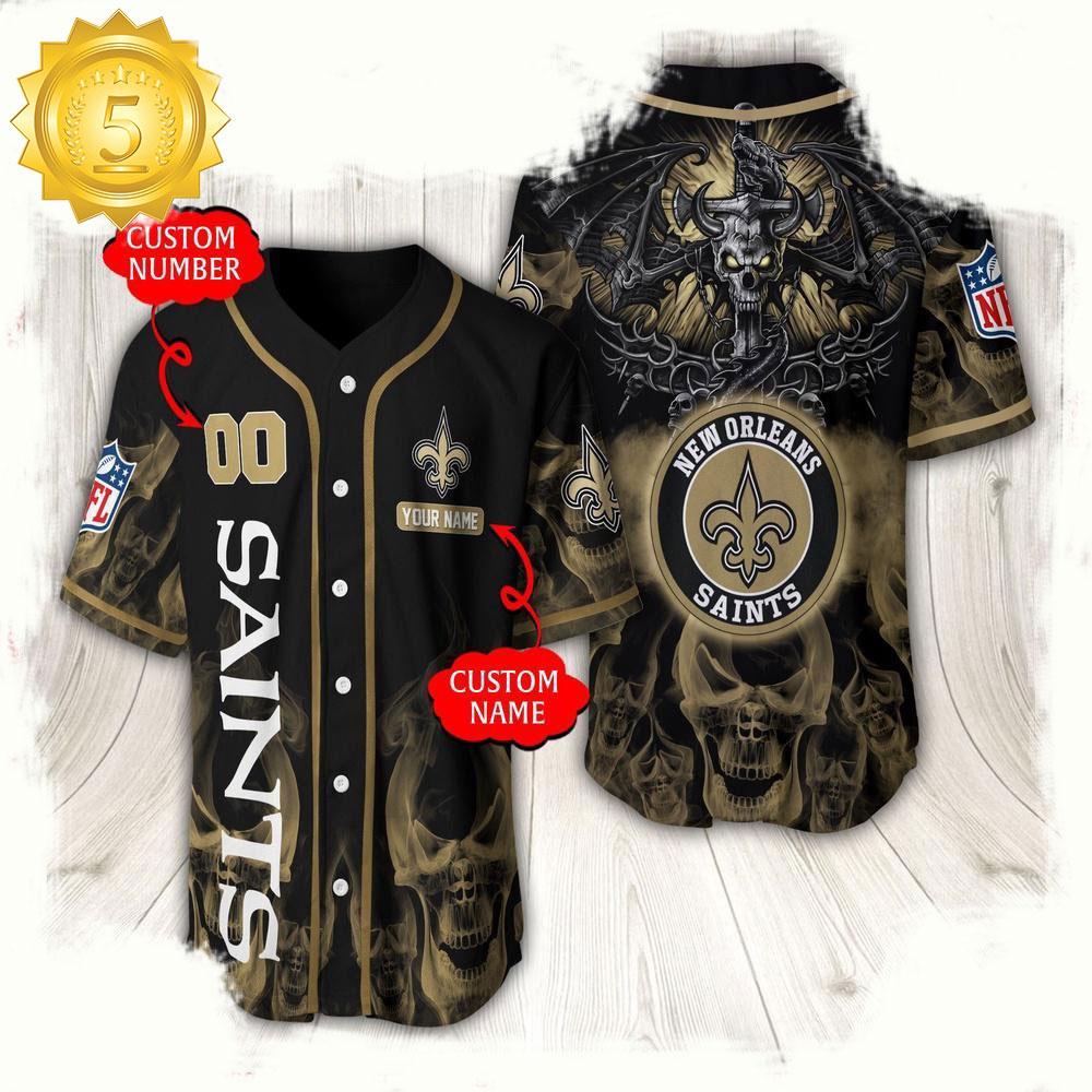 NLF Personalized Name & Numbler New Orleans Saints Baseball Jersey