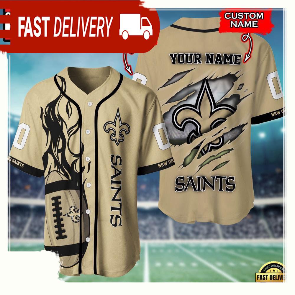 NLF Personalized Name & Numbler New Orleans Saints Football Team Baseball Jersey Shirt
