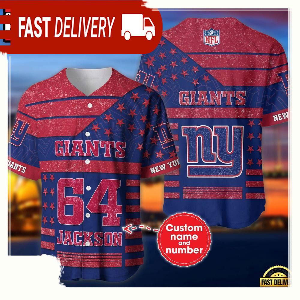 NLF Personalized Name & Numbler New York Giants American Flag  Baseball Jersey Shirt
