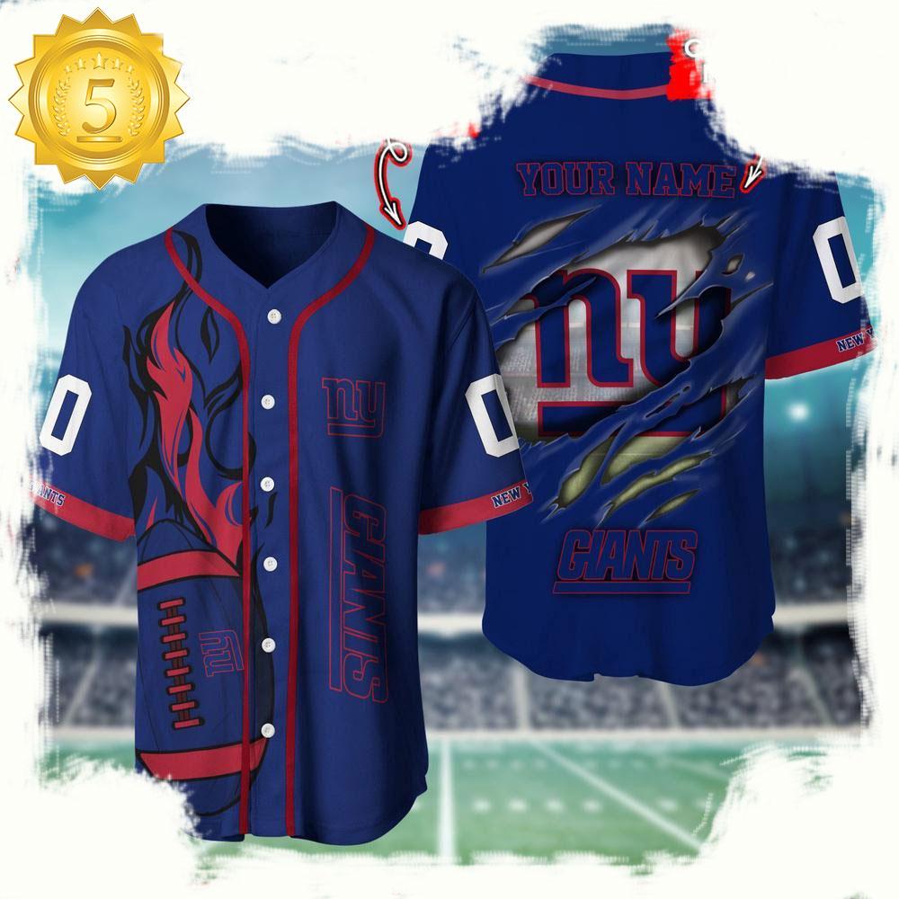 NLF Personalized Name & Numbler New York Giants Football Team Baseball Jersey Shirt