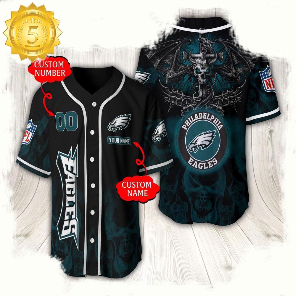 NLF Personalized Name & Numbler Philadelphia Eagles Baseball Jersey