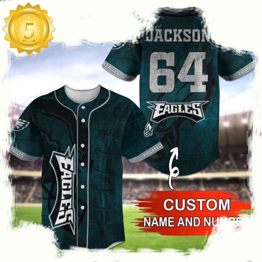 NLF Personalized Name & Numbler philadelphia Eagles Baseball Jersey Shirt